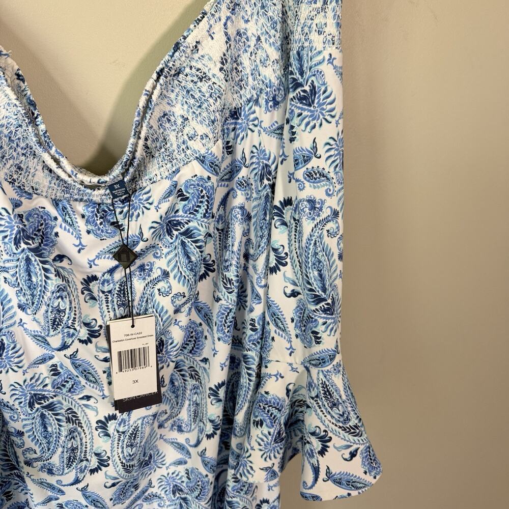 Cabana Life Charleston Off Shoulder Tassel Dress Paisley 3X vacation resort NEW - Picture 4 of 6